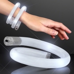 WHITE Flashy LED Flashing Light Up Curl Tube Wrap Bracelets